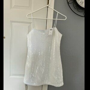 NWT Abercrombie & Fitch size Small White Sequin Mini Dress Retail $90
